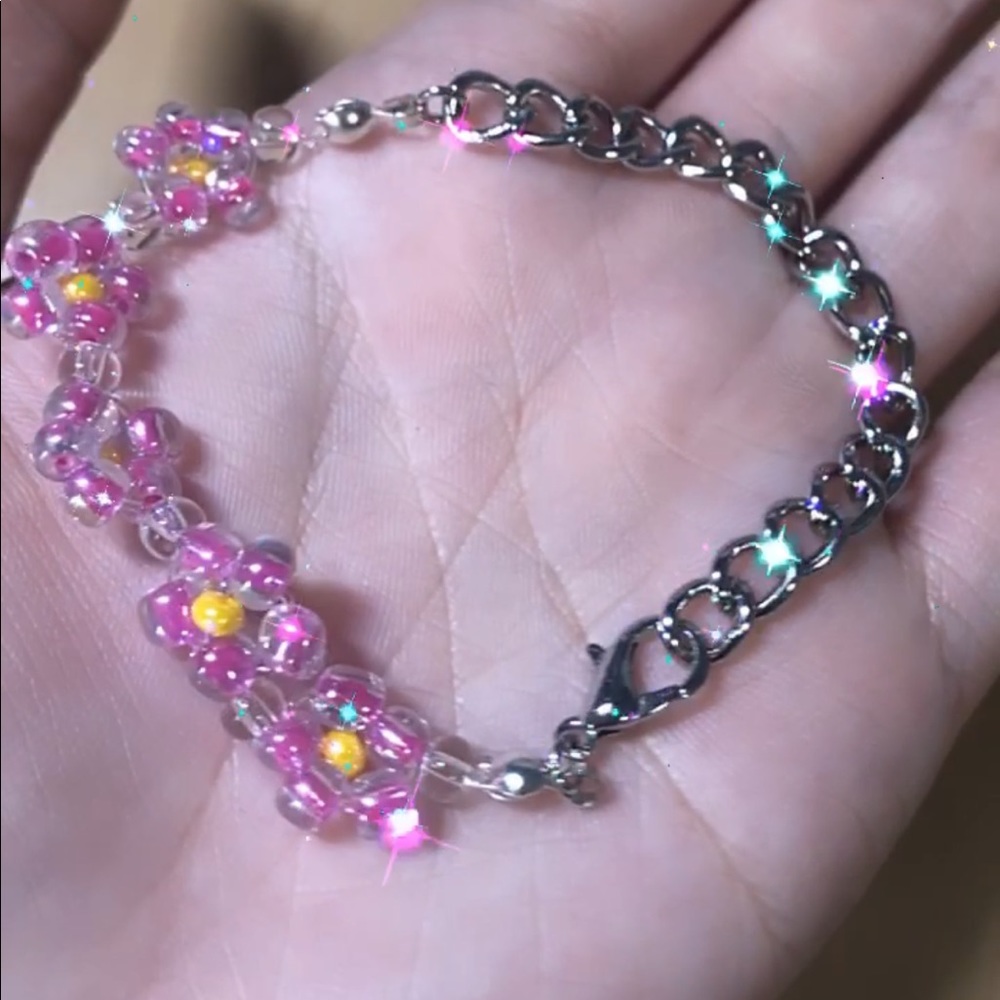 Half bead half chain bracelet